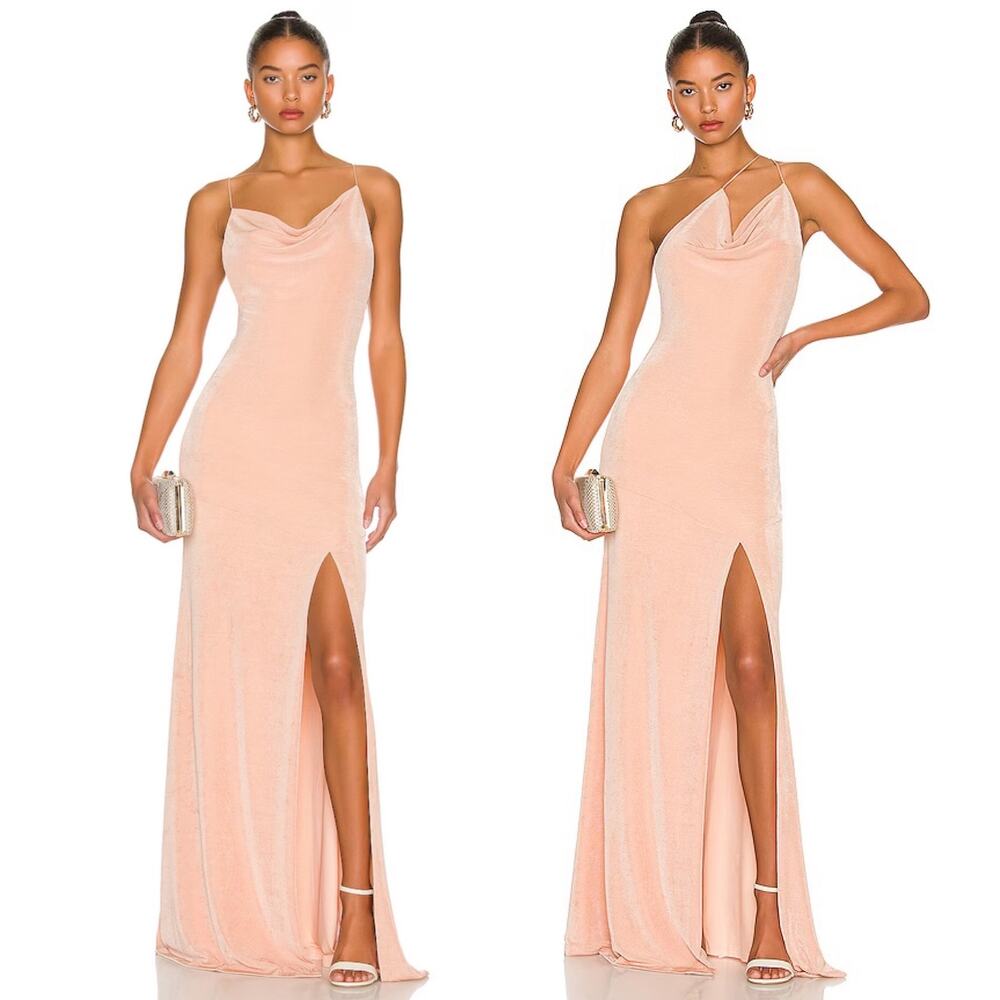 NWT MISHA REVOLVE Celestine Pink Champagne Convertible Formal Gown Maxi Dress 4